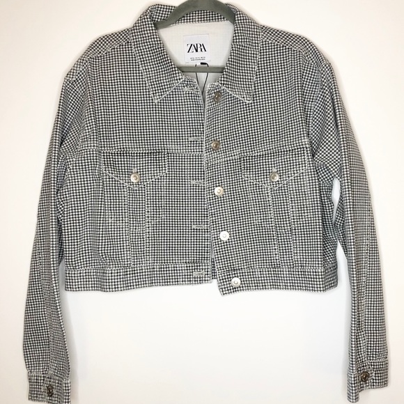 white cropped denim jacket zara